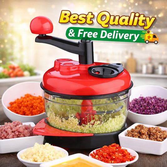 Manual Hand-Crank Food Chopper – Multi-Purpose Vegetable, Onion & Meat Grinder