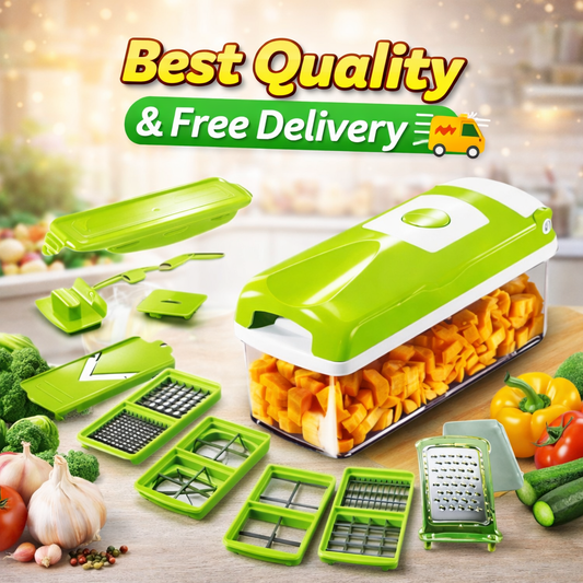 12 in 1 Multi-Function Vegetable & Fruit Chopper with Storage Container 🥕🍎🔪