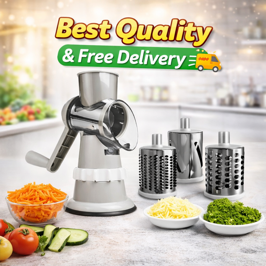 3 in 1 Multi-Function Manual Rotary Vegetable & Cheese Grater with Interchangeable Drums